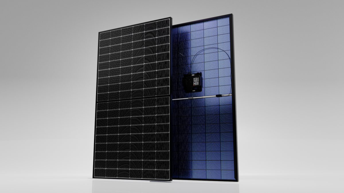 Back and front of solar panel