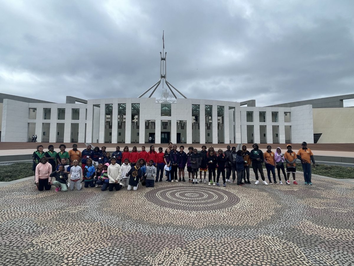 Young athletes from remote communities across Australia visit Canberra as part of the I-CAN program of the Indigenous Marathon Foundation. Photo: Supplied.