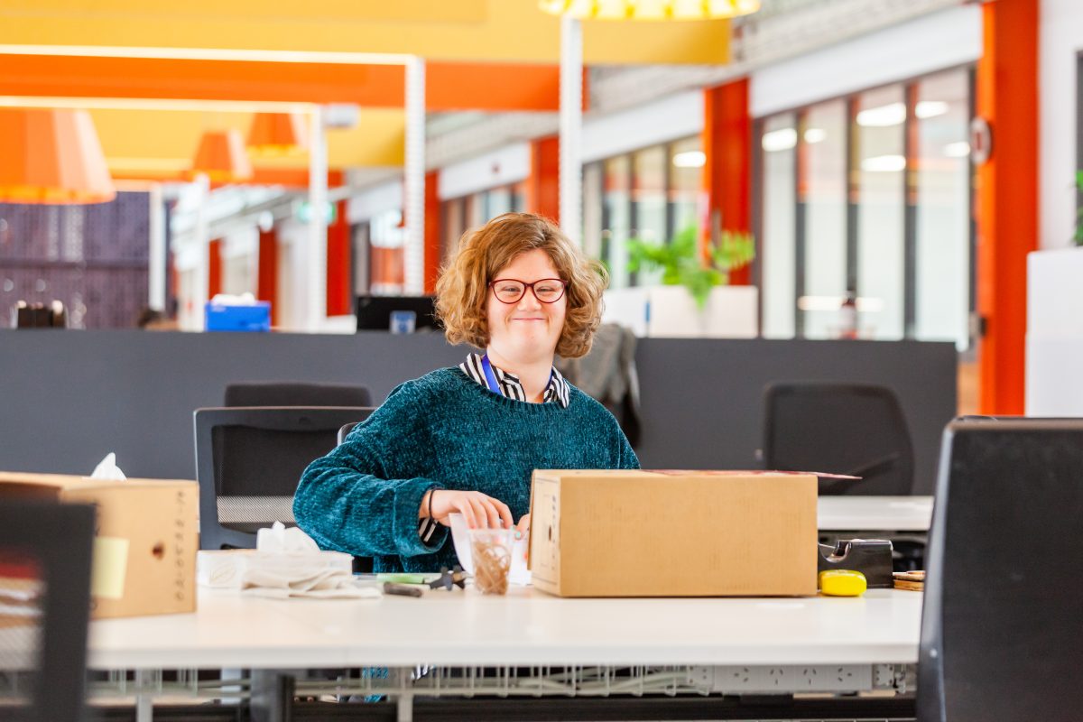 person sitting at desk