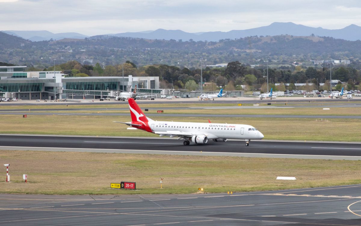 Qantas plane at Canberra Airport