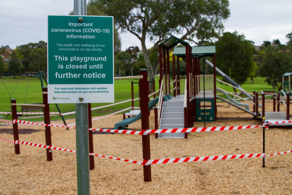 playground closed sign in Melbourne