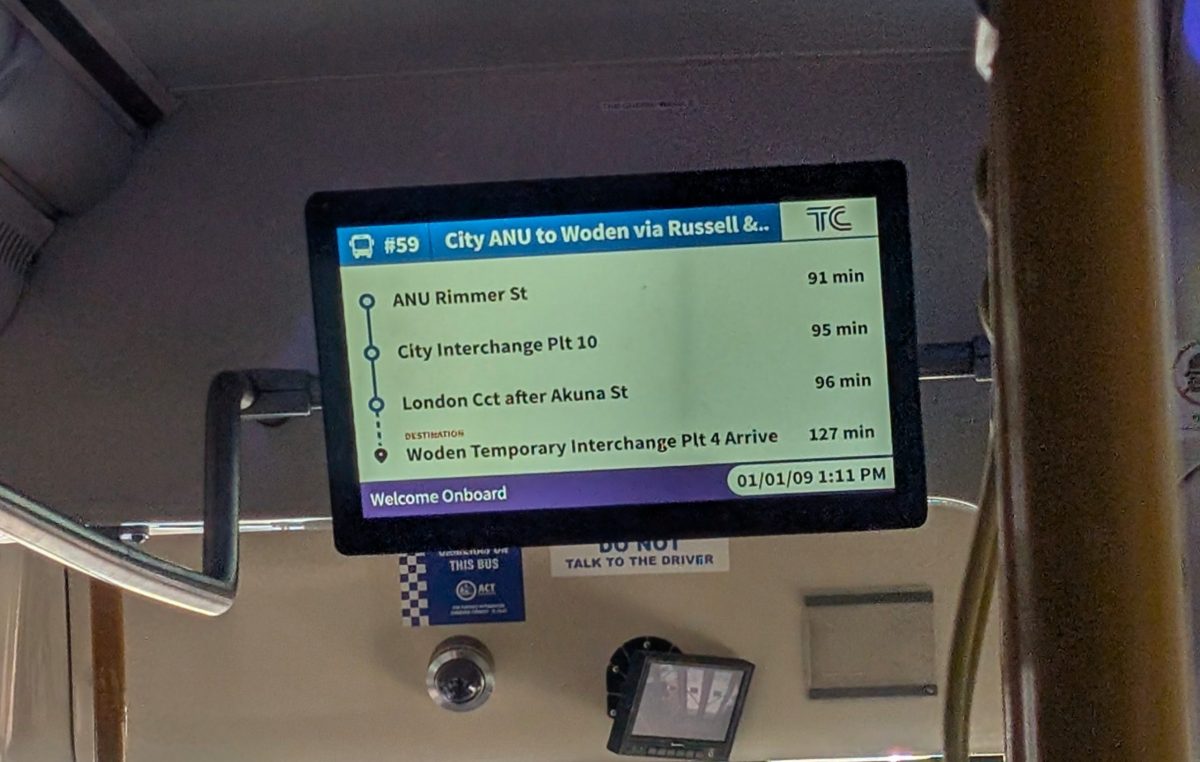 The real-time information display was not much use on the R10 to Denman Prospect at 4:27 pm on Thursday.