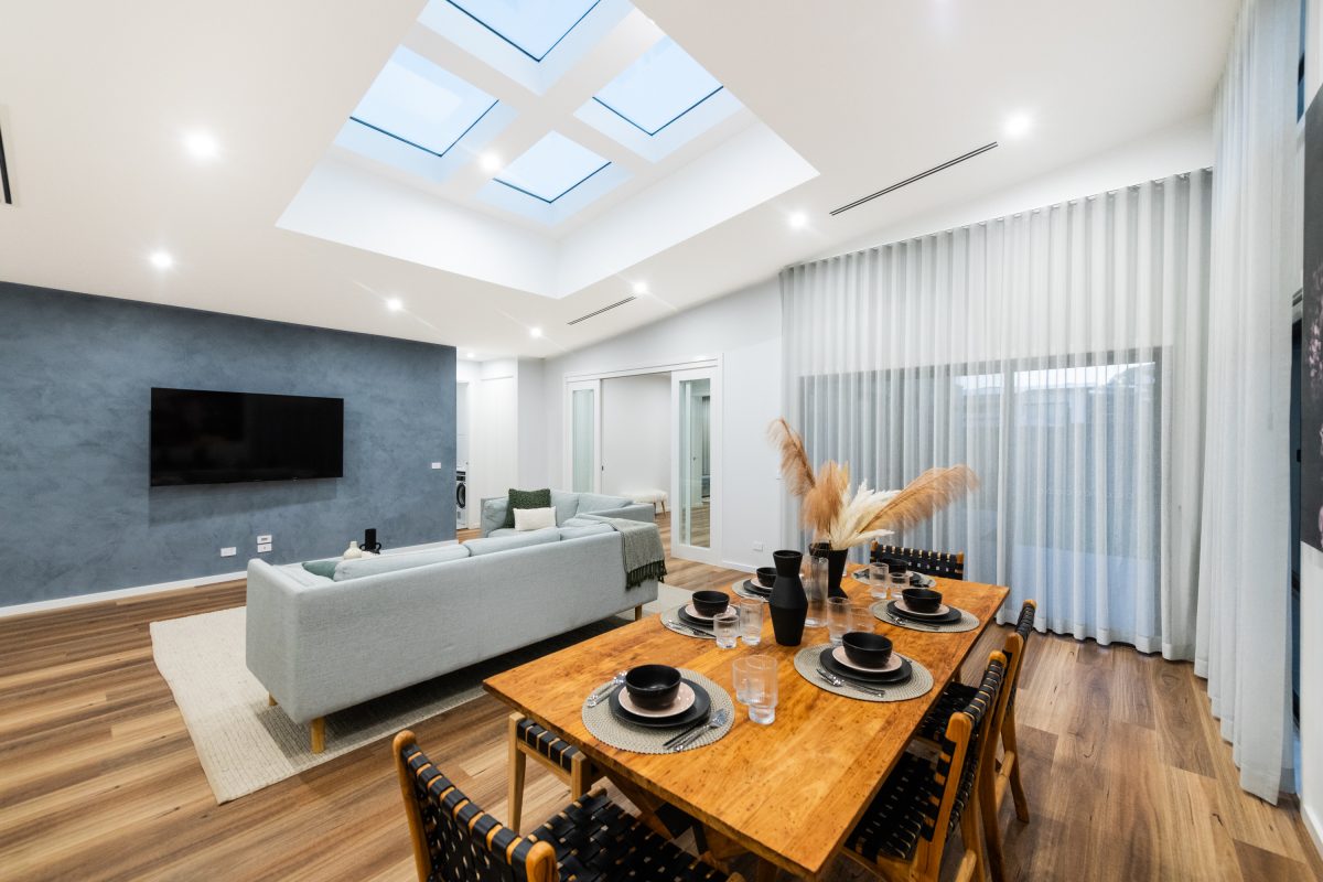 dining kitchen open plan living in a home