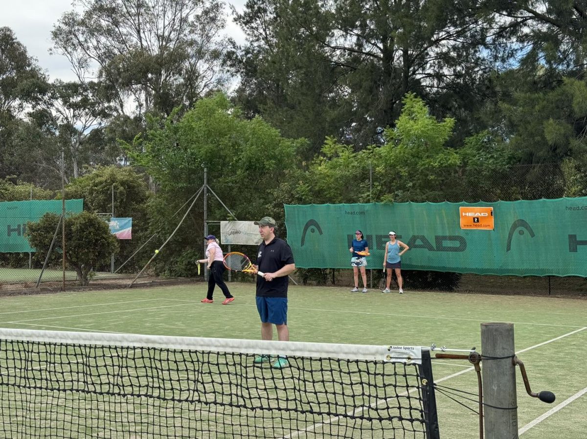 player next to net