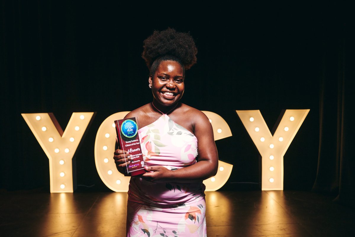 Emmy Rabi with ACT Government’s Young Canberra Citizen of the Year 2024 award