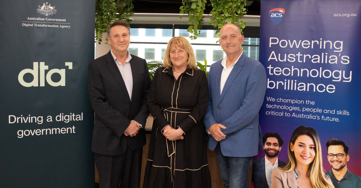 Chris Fechner (CEO of the DTA), Helen McHugh (ACS President), and Josh Griggs (ACS CEO).