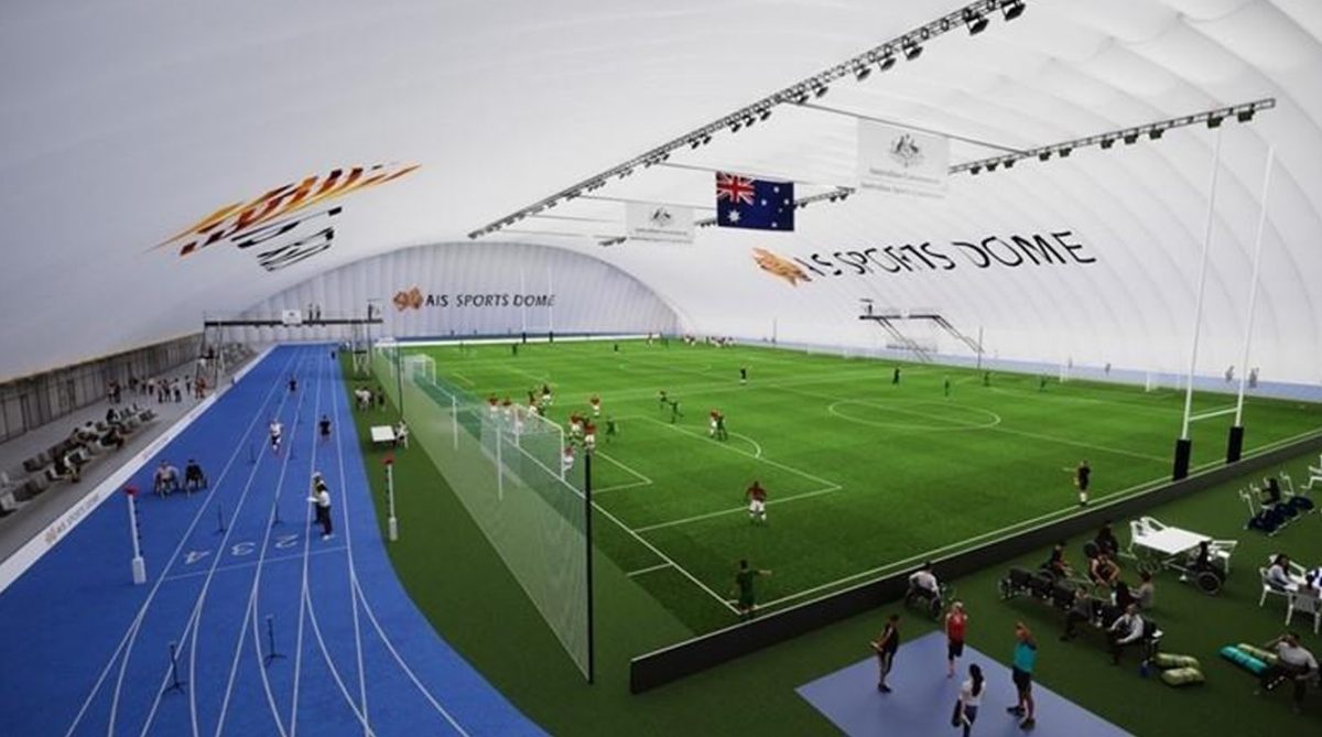 An artist's impression of the all weather, climate-controlled, accessible sports dome. 