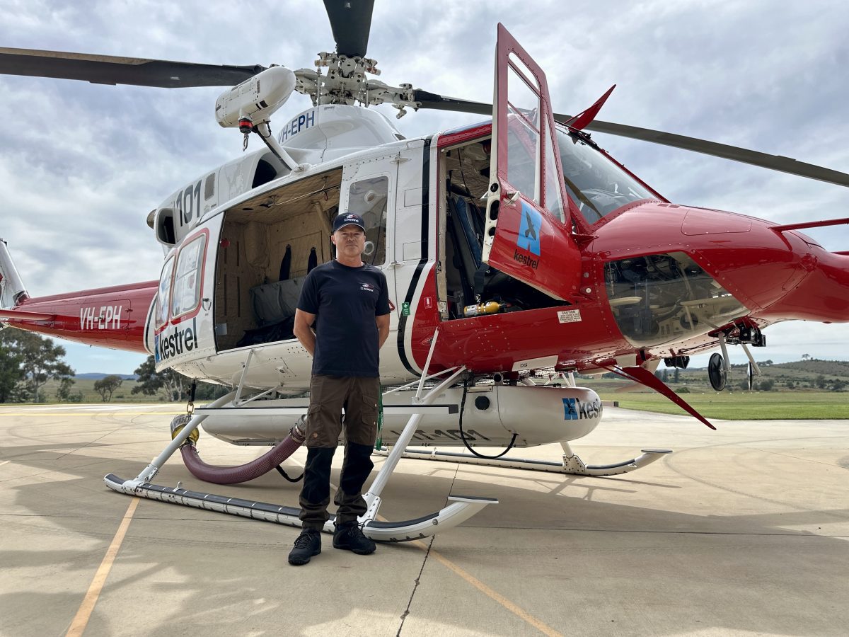 man and helicopter