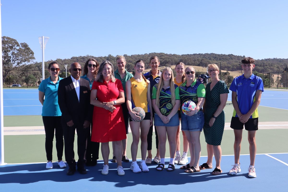 Local netball players join the official opening ceremony of courts at Jacka.