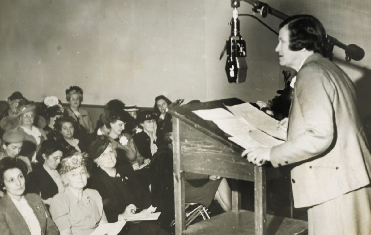 Woman at podium