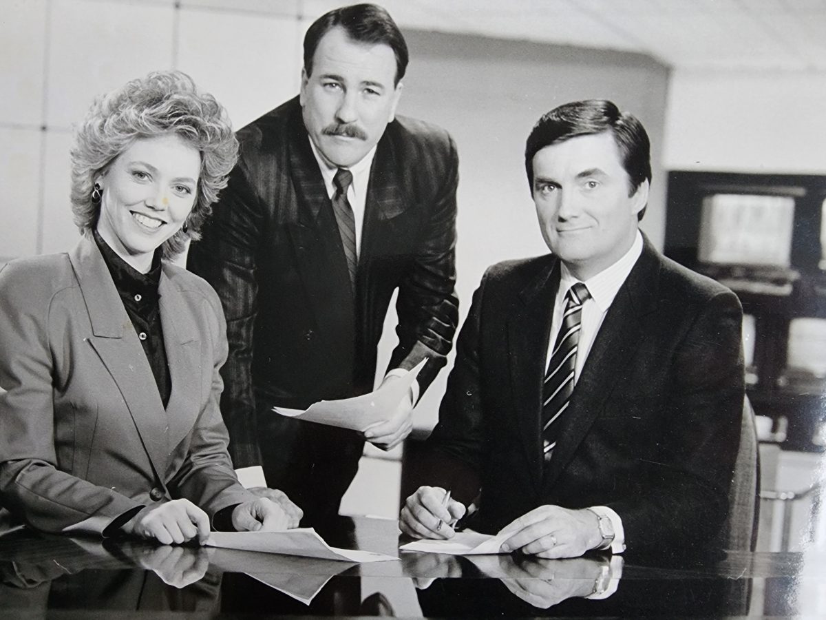 Black and white of news presenters