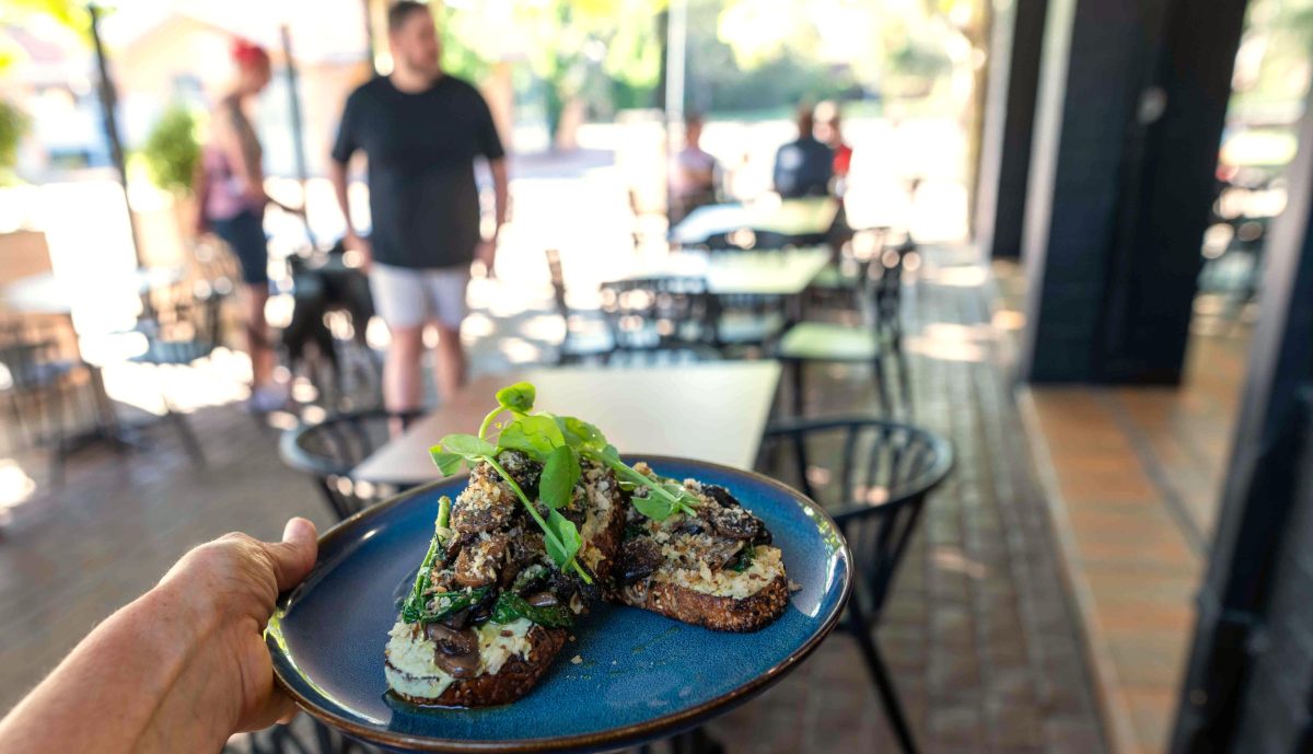 mushroom dish being served in a cafe