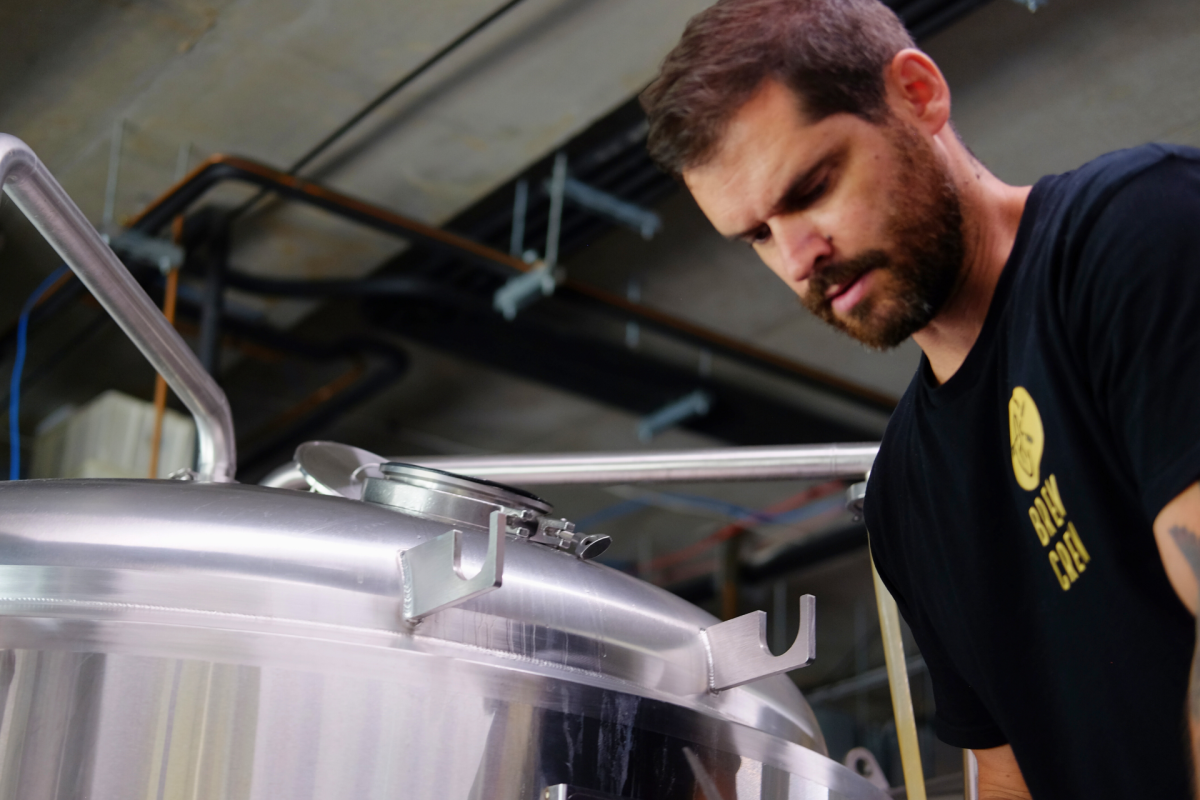 A man making beer