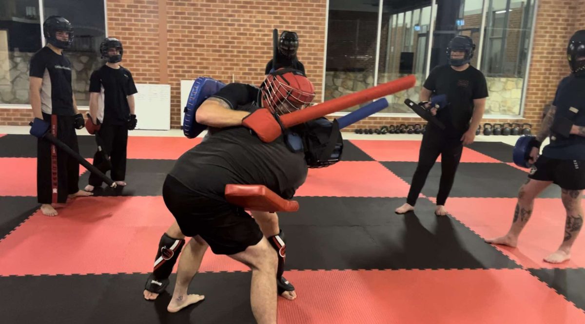 Medieval combat club members practising