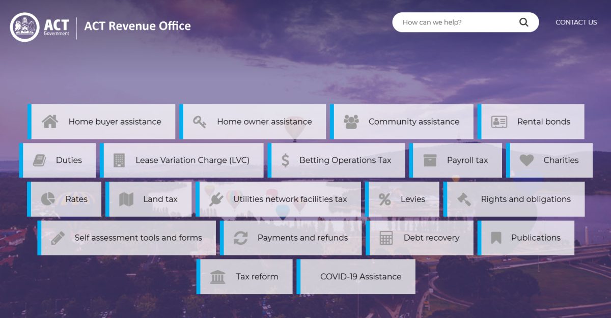 ACT Revenue Office government website