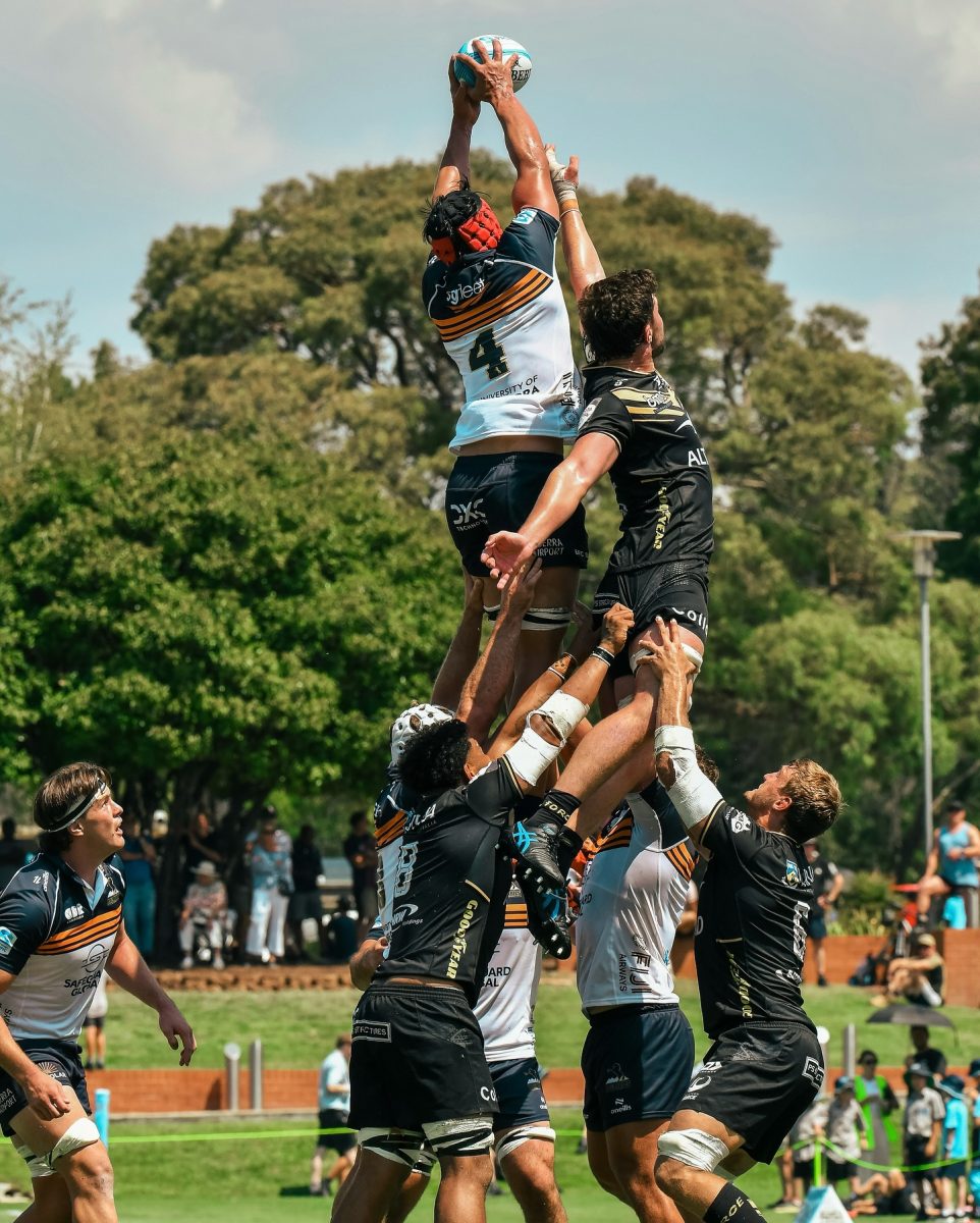 The Brumbies playing in a trial game at Marist College in preparation for the 2025 season