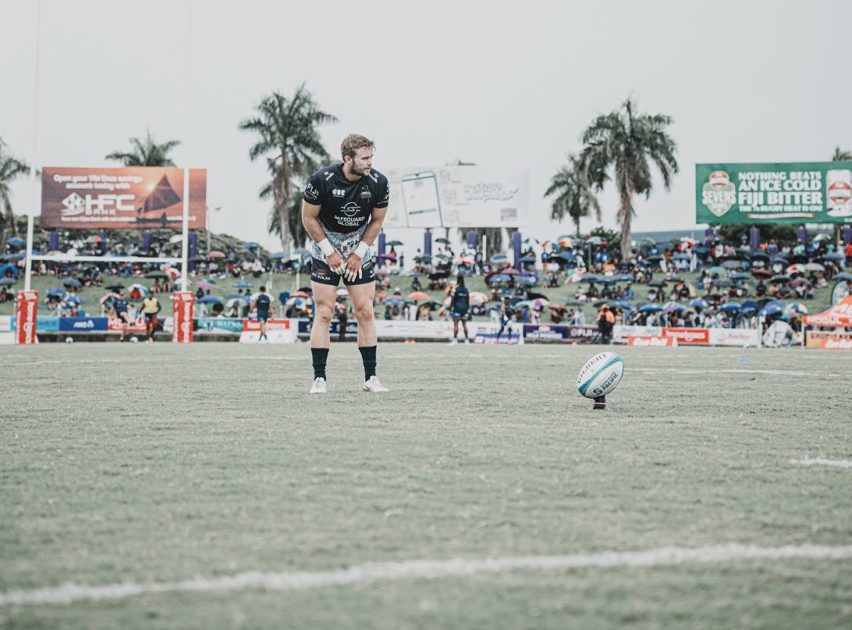 Ryan Lonergan warming up for the first game of the season against the Drua in Suva