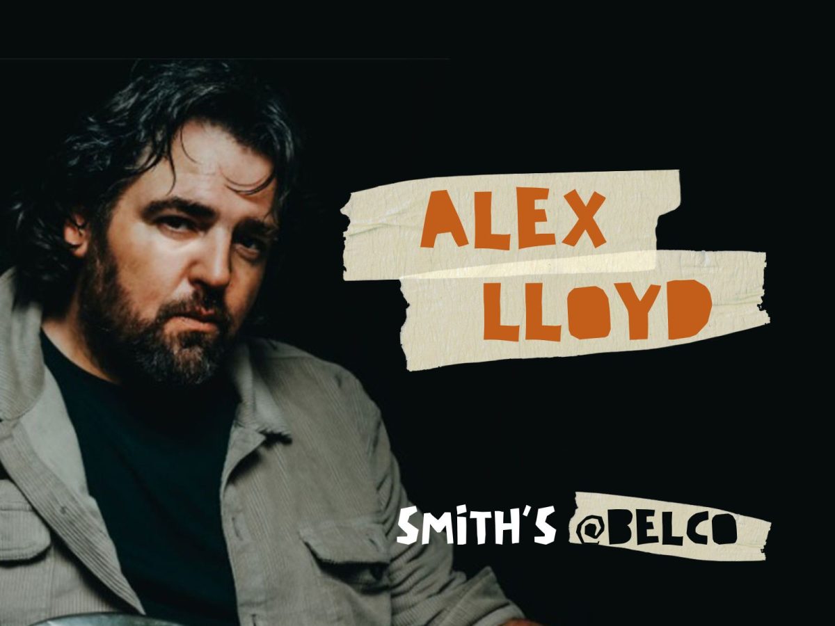 an advertising banner for the alex lloyd smiths at belco event 