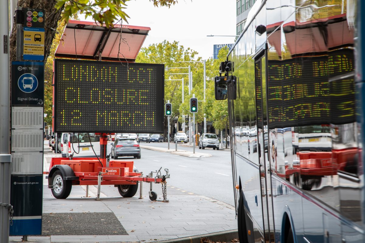 London Circuit road closure sign