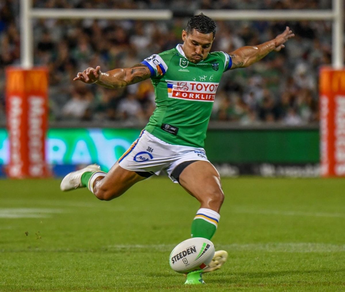 Jamal Fogarty in the win against the Broncos at GIO Stadium with a crowd of almost 19000 fans watching on