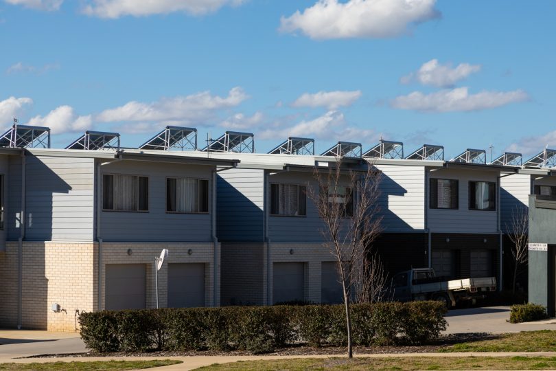 Solar panels on townhouse development