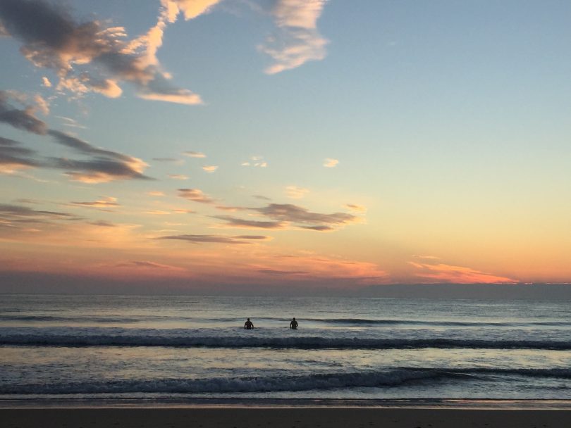 Ron McCartney and Anthony Dack stop Winter swimming "as soon as our clavicles start6 to ache." Photo: Lisa Herbert