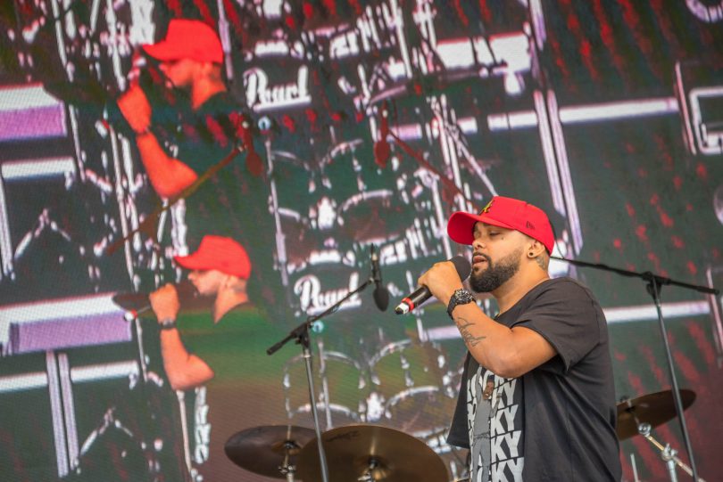 Local hip-hop performer Gabadoo Campbell rocked the crowds and inspired all. Photo: David Rogers