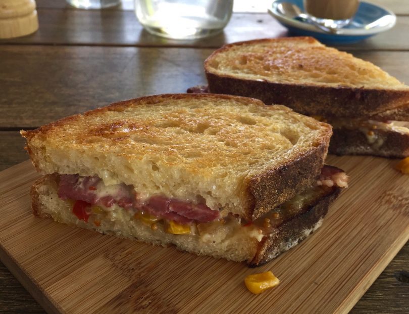 Crisp and corny, a delicious toasted treat from Candelo Store & Cafe. Photo: Lisa Herbert