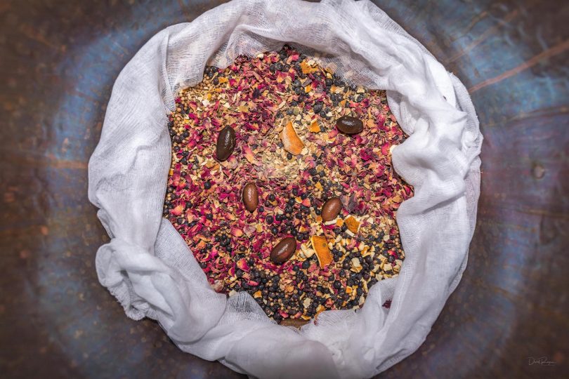 North of Eden's secret recipe of botanicals ready for the still. Photo: Dave Rogers