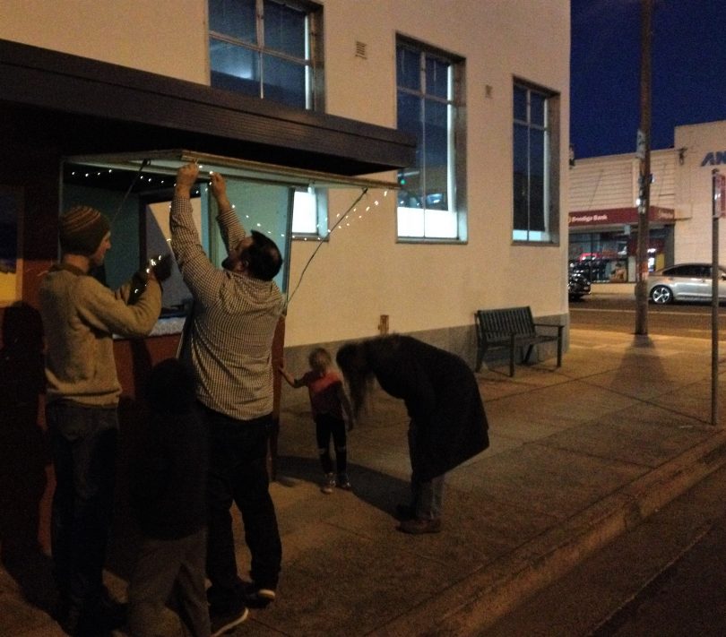 Bega Valley Shire council have donated the use of the shelter on the corner of Church and Carp streets. Photo: Elka Wood. 