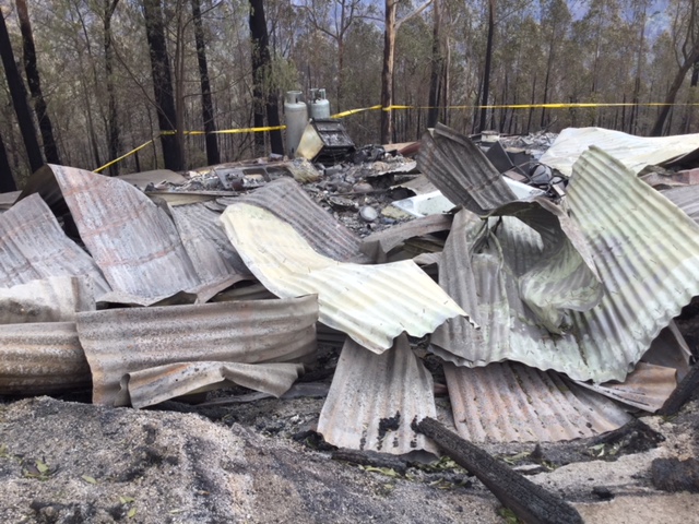 Jan's home after the flames of Yankees Gap. Photo: Bushfire Survivors for Climate Action.