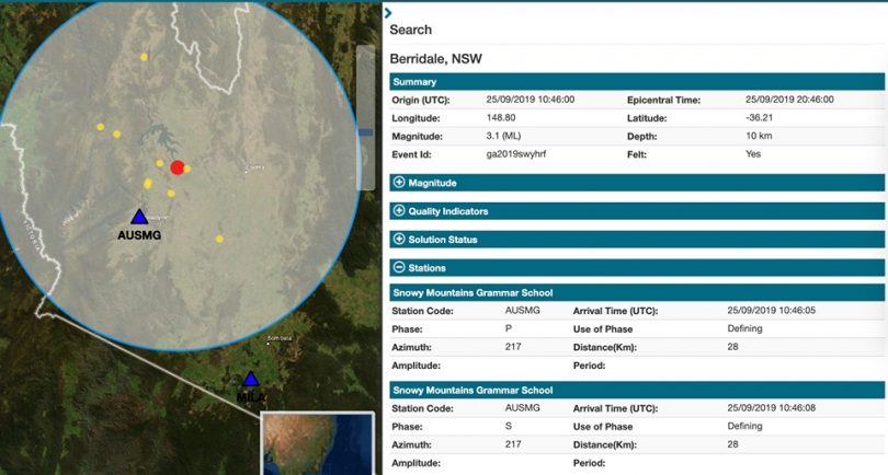 More detail from the seismometer at Snowy Mountain Grammar. Photo: SMGS Facebook.