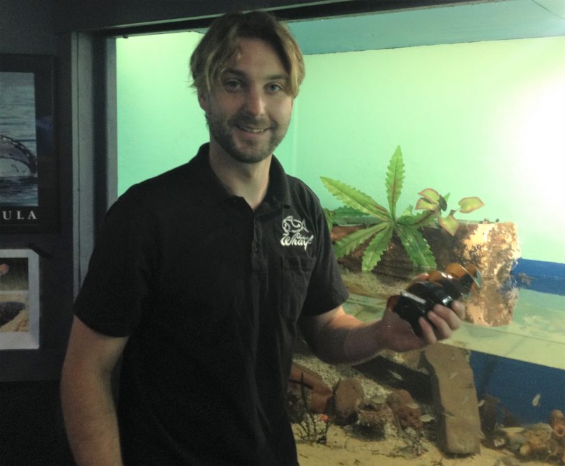 Curator Harrison Vermont with a hatched egg