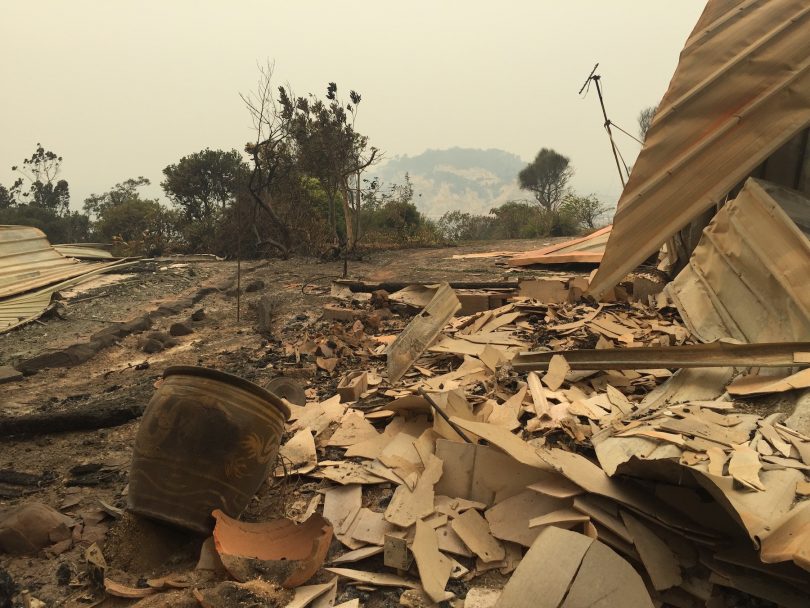 On the headland at South Rosedale two homes lie in ashes