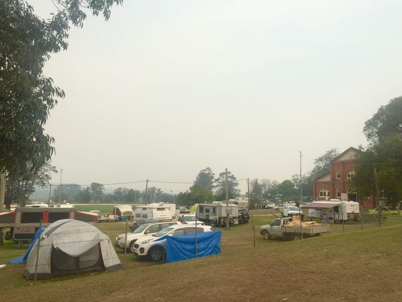 Tents for bushfire evacuees at Bega Showground.