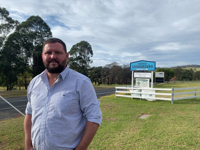 Matthew Stadtmiller standing outside Cobargo Showground.