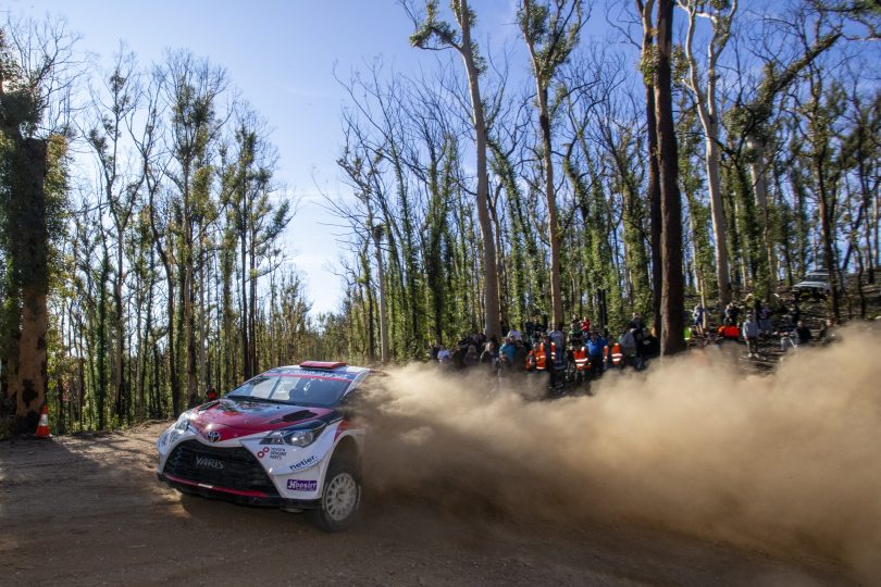 Harry Bates and co-driver John McCarthy taking a corner in the AMH Automotive Group Rally of the Bay.