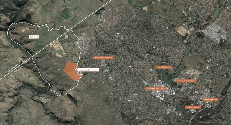 Aeriel overlay map of Ginninderry development site.