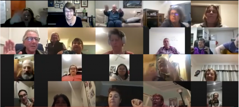 Screenshot of Bridge to Sing Choir session on Zoom.