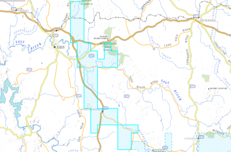 Overlay map of area Sky Metals has applied to explore for gold.