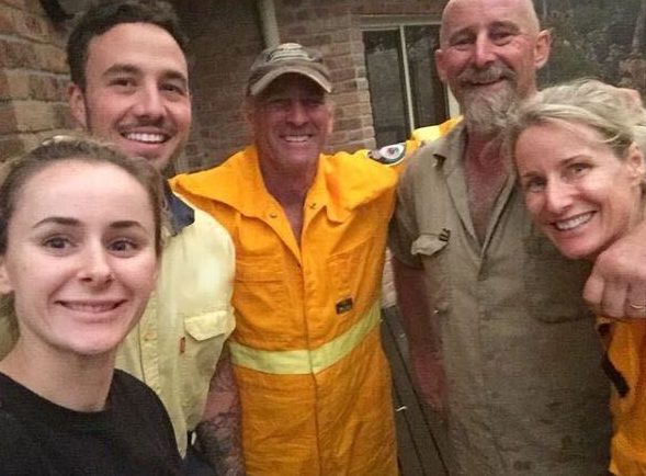 Author Kim Treasure with family during Black Summer bushfires.