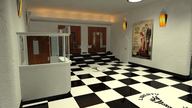Artist image of Liberty Theatre foyer if renovations were to be undertaken.