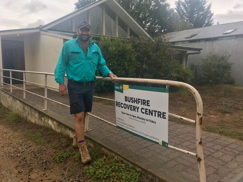 Scott Barrett outside Braidwood's Bushfire Recovery Centre.