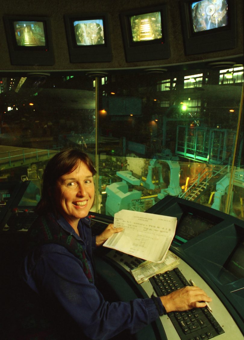 Robynne Murphy working in steelworks.