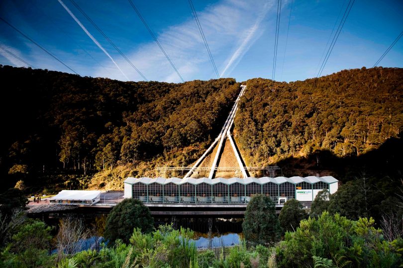 Snowy Hydro building and pipes.