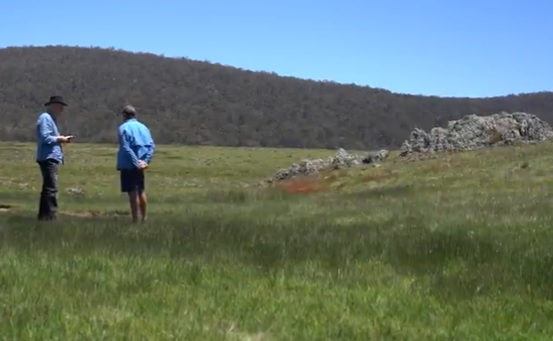 Peter Garrett and Richard Swain in Kosciuszko National Park.