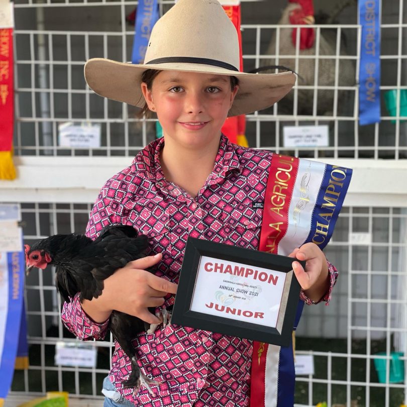 Eurobodalla Agricultural Show poultry pavillion junior champion Sophie Nobel.