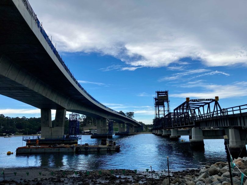 Batemans Bay's new and old bridges over Clyde River