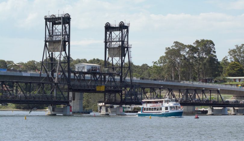 Existing Batemans Bay Bridge with new bridge in background.