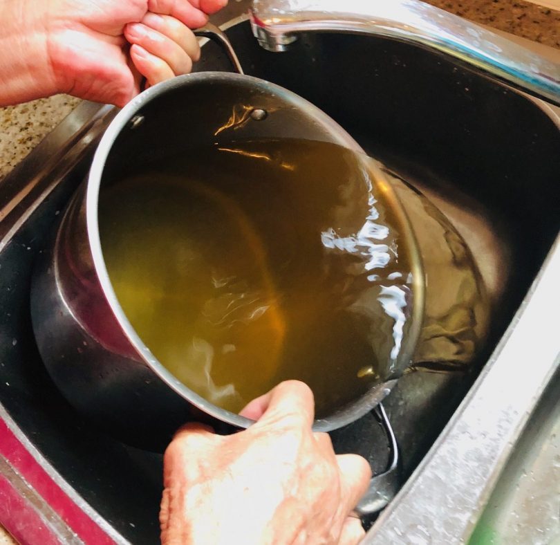 Brown water from tap in Yass.